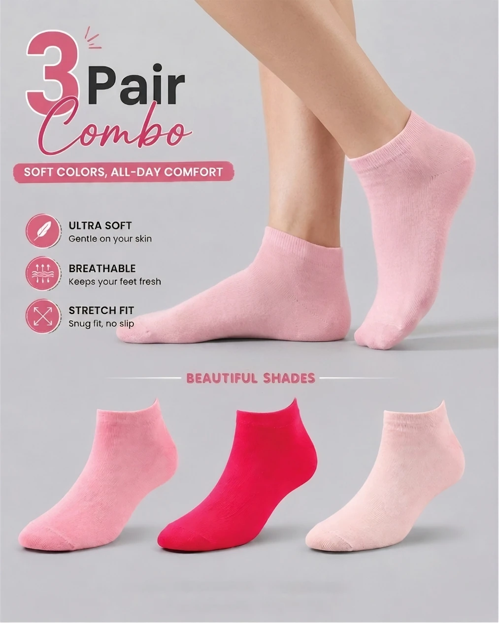 Women Low Cut Ankle Socks (pack of 3) - Image 4